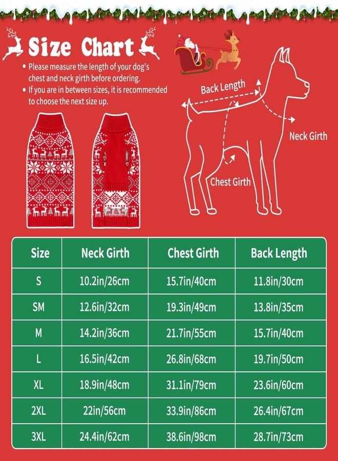 BWOGUE Extra Large Dog Christmas Sweaters, Snowflake Reindeer Dog Turtleneck Sweaters with Leash Hole, Knitted Pullover Dogs Clothes for Extra Large Dogs (2XL) - Image 2